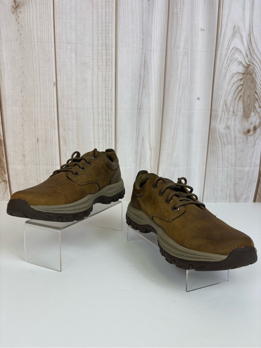 Skechers Relaxed Fit Knowlson Leland Leather Sneakers Comfort Shoes Brown Size 9 - Picture 4 of 15